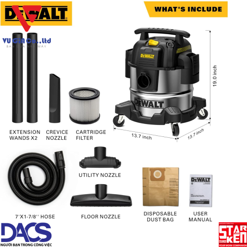 25L Dewalt DXV25S 3-function Industrial Vacuum Cleaner (3000W – 4HP)