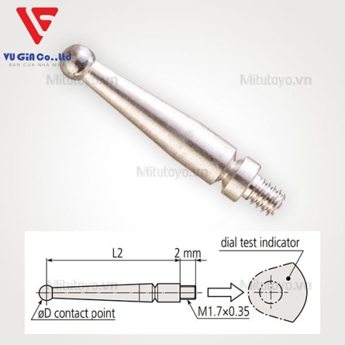 Mitutoyo folding foot odometer needle 2mm (Carbide)