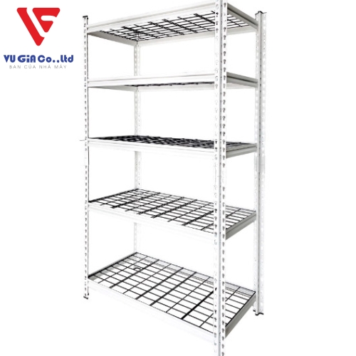 CSPS 5-tier steel shelf with mesh compartment 76cm - 91cm - 107cm - 122cm - 152cm